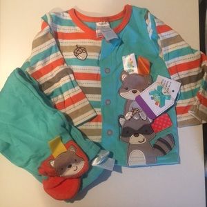 Taggies 6 MO raccoon two piece baby outfit